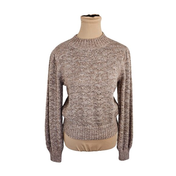 Gentle Fawn Puff Sleeve Knit Light Tan Pink Sweater Sz S - Picture 1 of 10